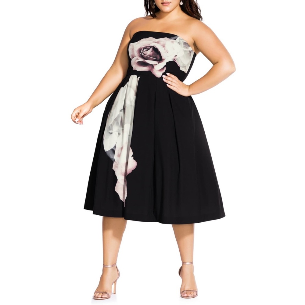 CITY CHIC AUSTIN FLORAL STRAPLESS DRESS 🌸IN STORE